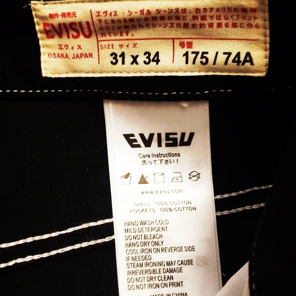 Evisu Black White Graphic Embroidery Multi-Pockets Tapered Denim Jeans NWT w Bag - Picture 16 of 16